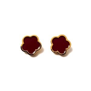 Elegant Gold and burgundy Clover Earrings